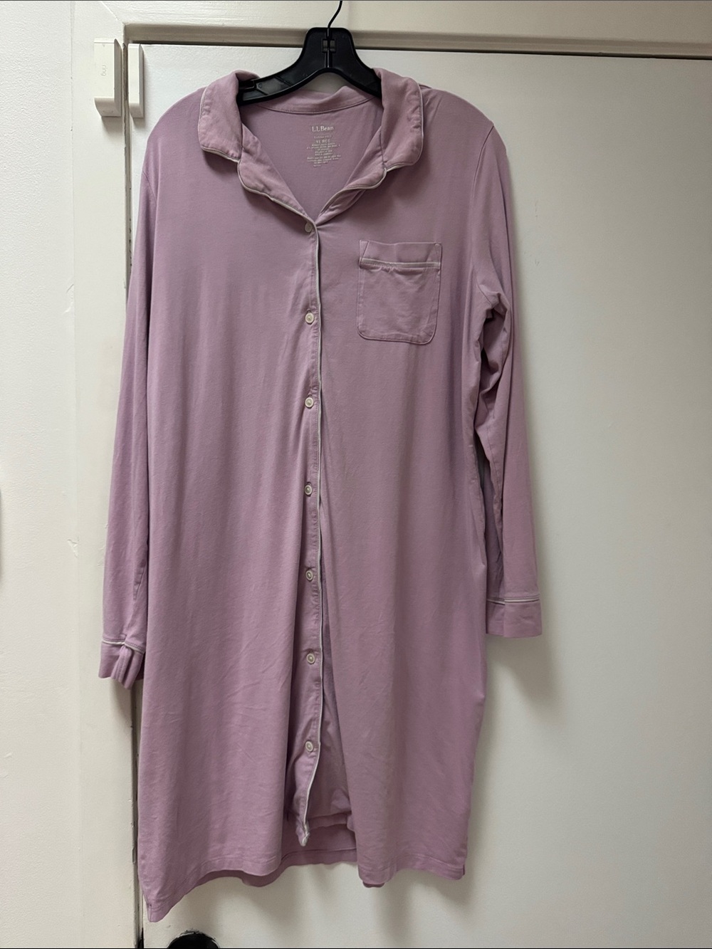 L.L. Bean Soft Lilac Button-Front Nightshirt